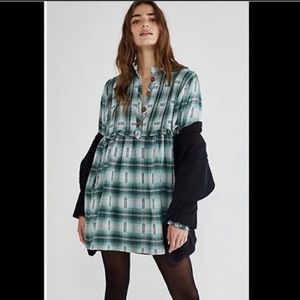 Free People Redwood Green Plaid Dress